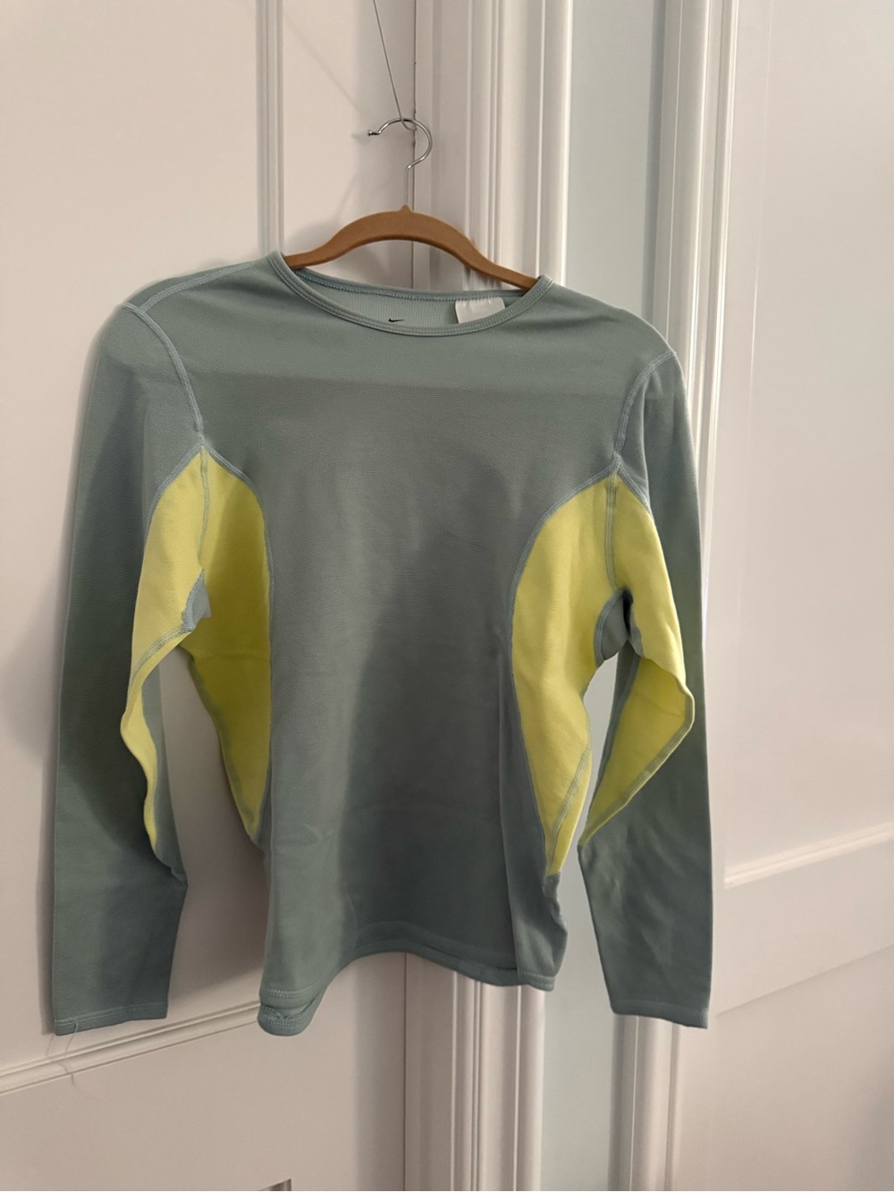 Nike Kids Long-Sleeve Athletic Top in Sage Green and Yellow